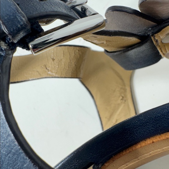 Michael Kors Blue Flower Petal stacked heel sandal Size 7 - Picture 9 of 10